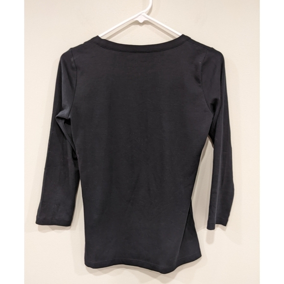 Peruvian Connection Black 3/4 Length Sleeve Top - Picture 2 of 4